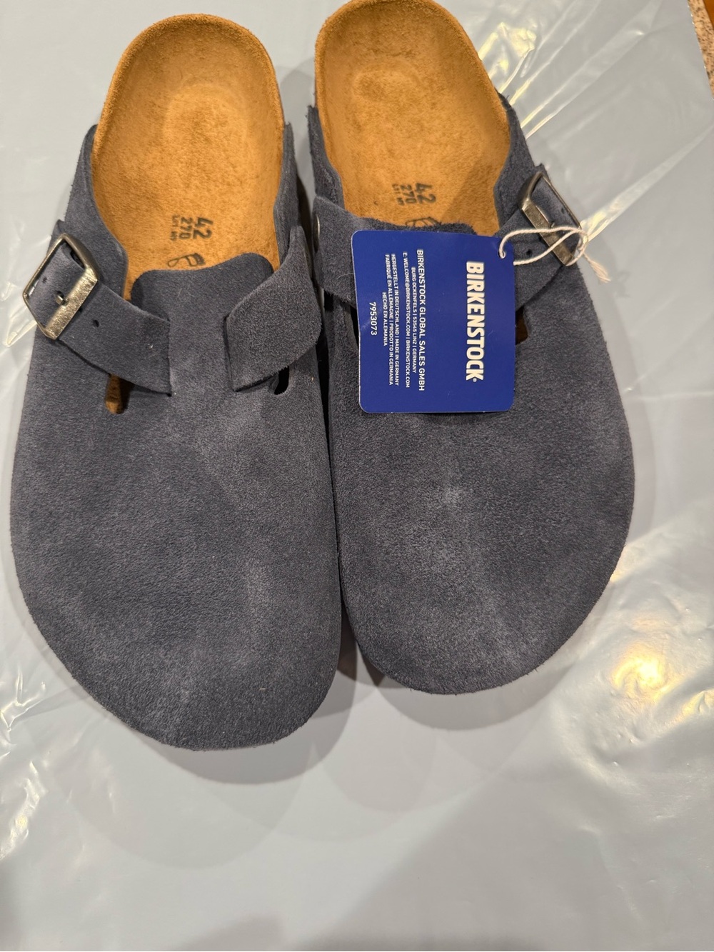 Birkenstock Brown Sueded Footbed Sandal navy blue